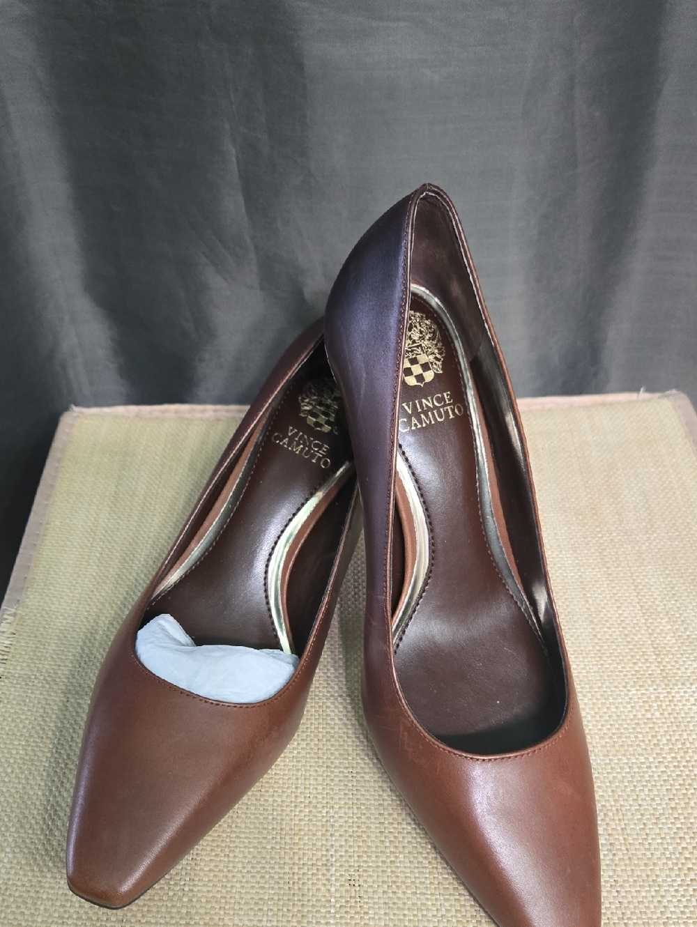 Vince Camuto Brown Leather Pointed Toe Pumps